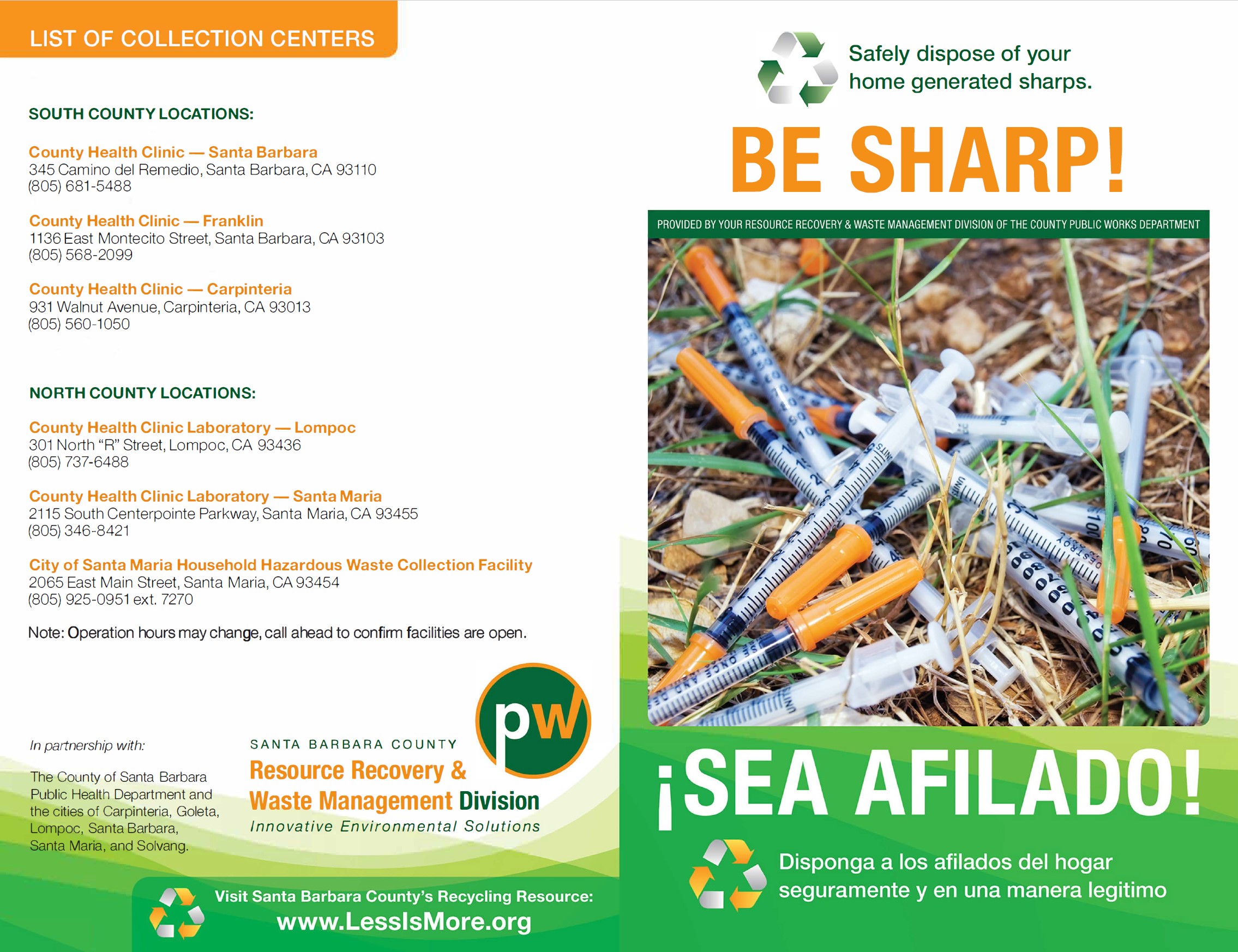 Safely dispose of your home generated sharps page 1