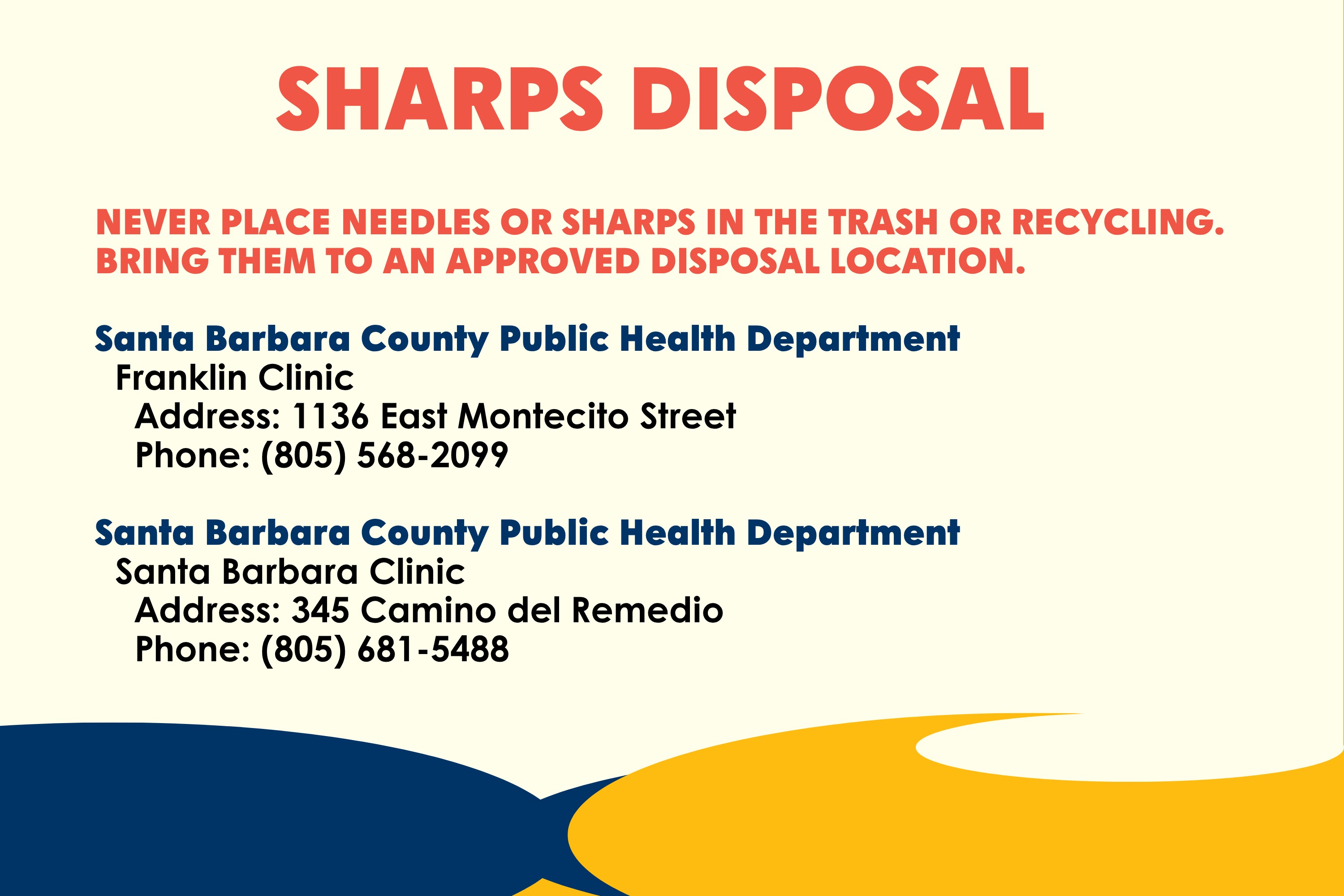 Safely dispose of needles or sharps